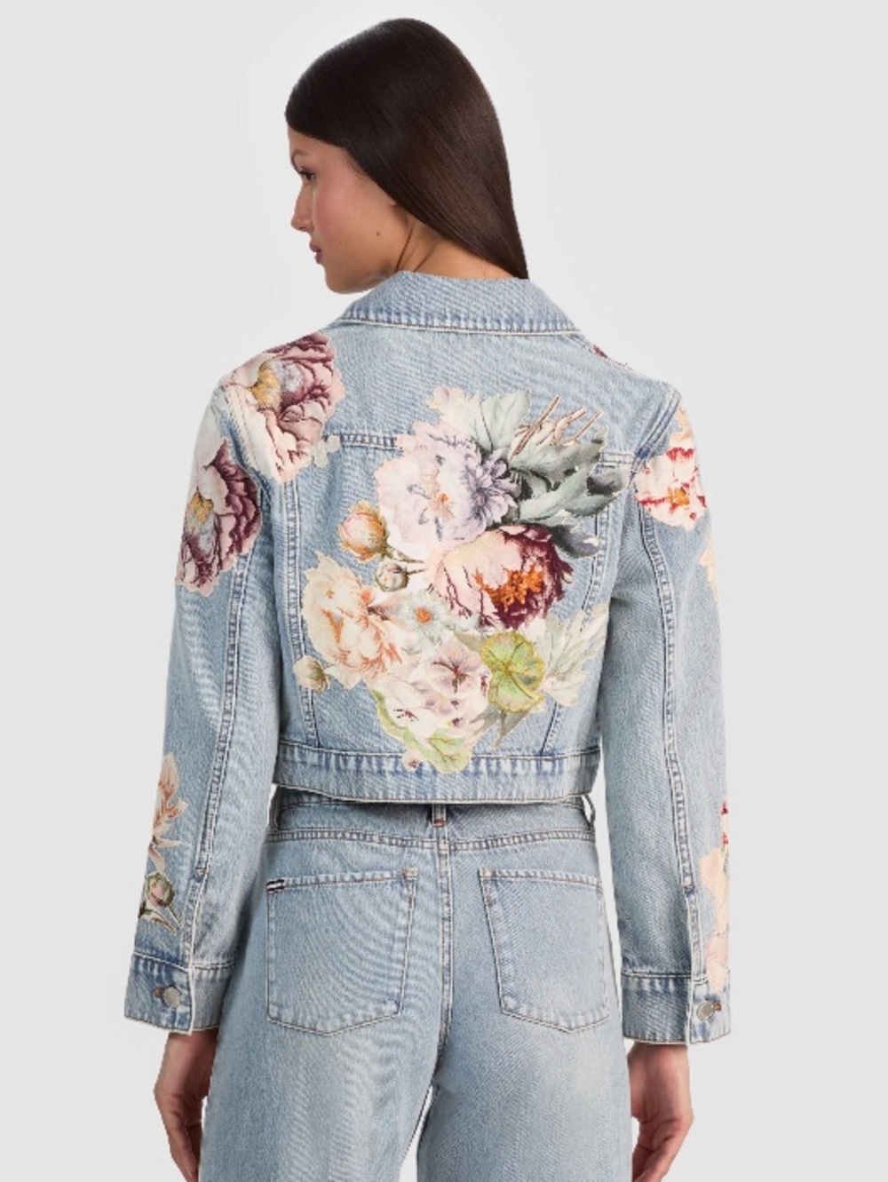 Alice and Olivia- CHLOE EMBROIDERED DENIM JACKET NWT - L